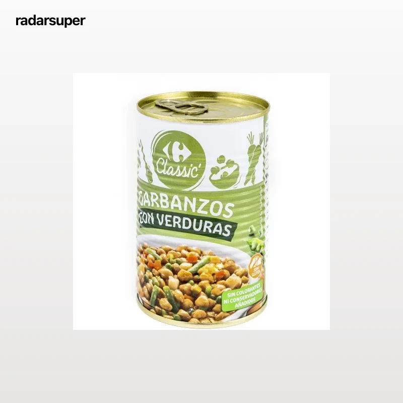 Garbanzos con verduras Classic Carrefour sin gluten 430 g.