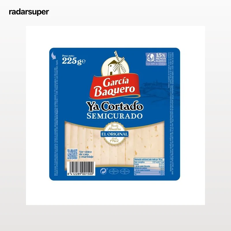 GARCÍA BAQUERO Queso semicurado de vaca, oveja y cabra Ya Cortado GARCÍA BAQUERO, cuña de 250 g.