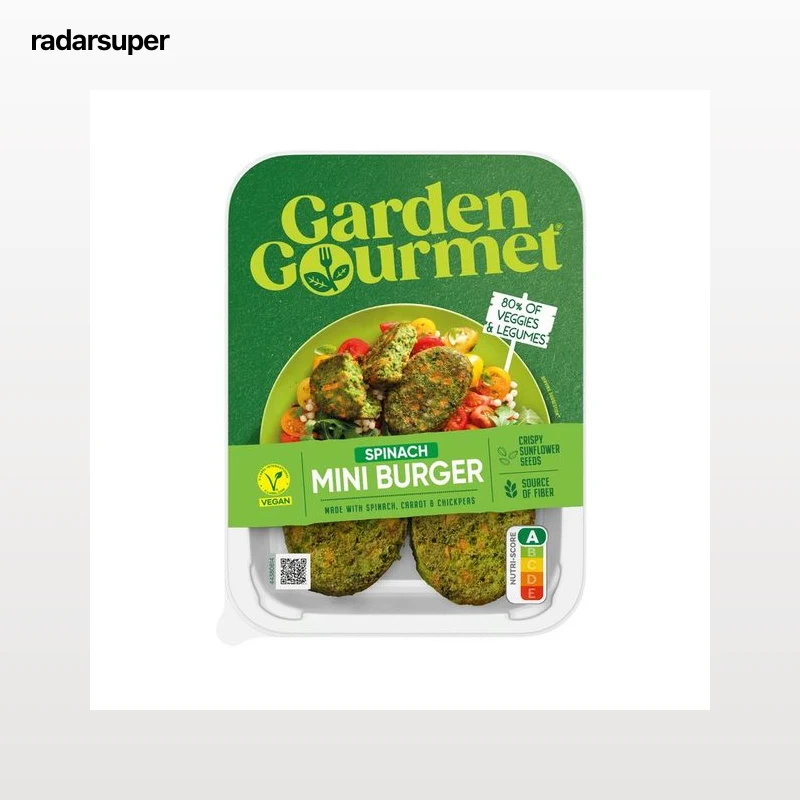 GARDEN GOURMET Mini burgers veganas de espinacas, zanahoria y garbanzos 160 g.