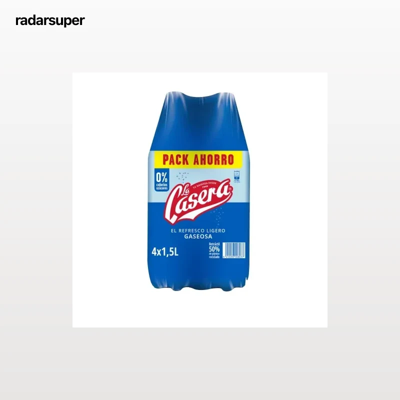 Gaseosa La Casera cero azúcares pack 4 botellas 1,5 l.