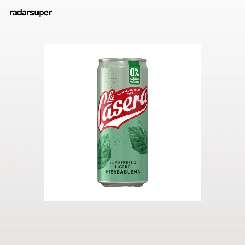 Gaseosa La Casera hierbabuena sin azúcar lata 33 cl.