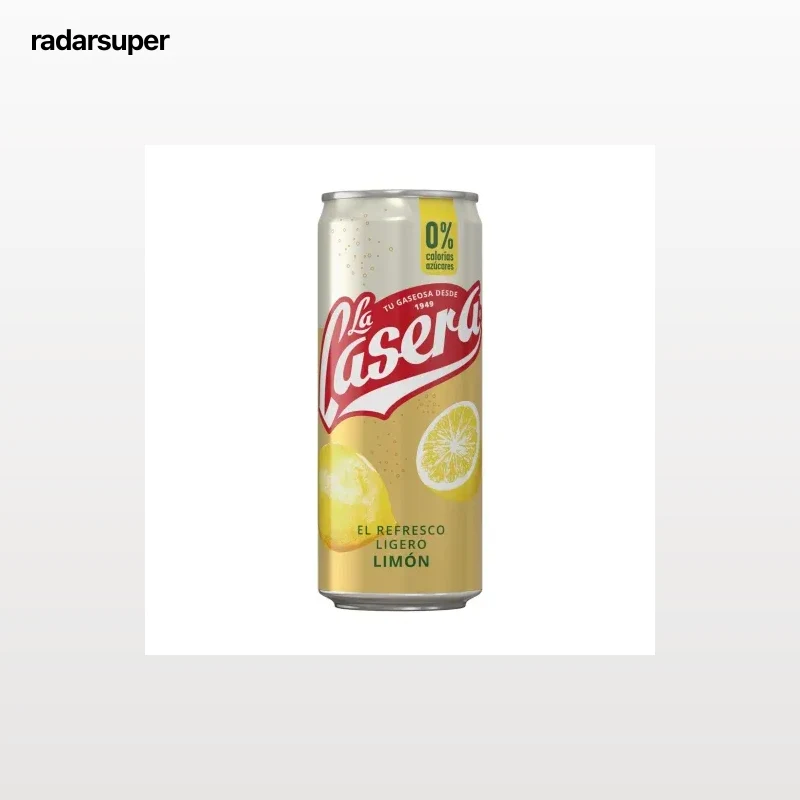 Gaseosa La Casera limón 0% calorías y azucares lata 33 cl.
