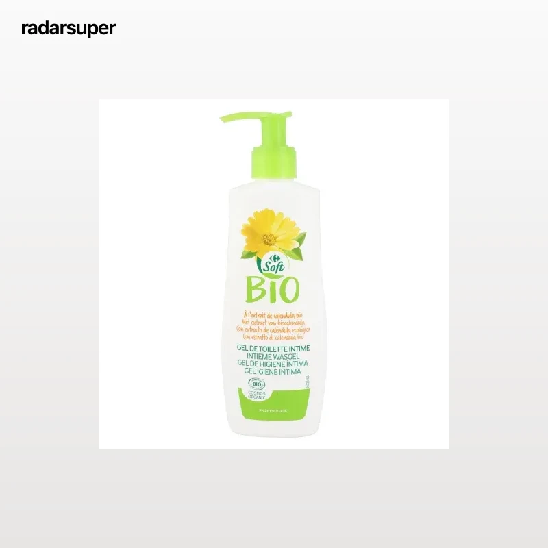 Gel de higiene intima con extracto de caléndula ecológica Carrefour Soft Bio 200 ml.