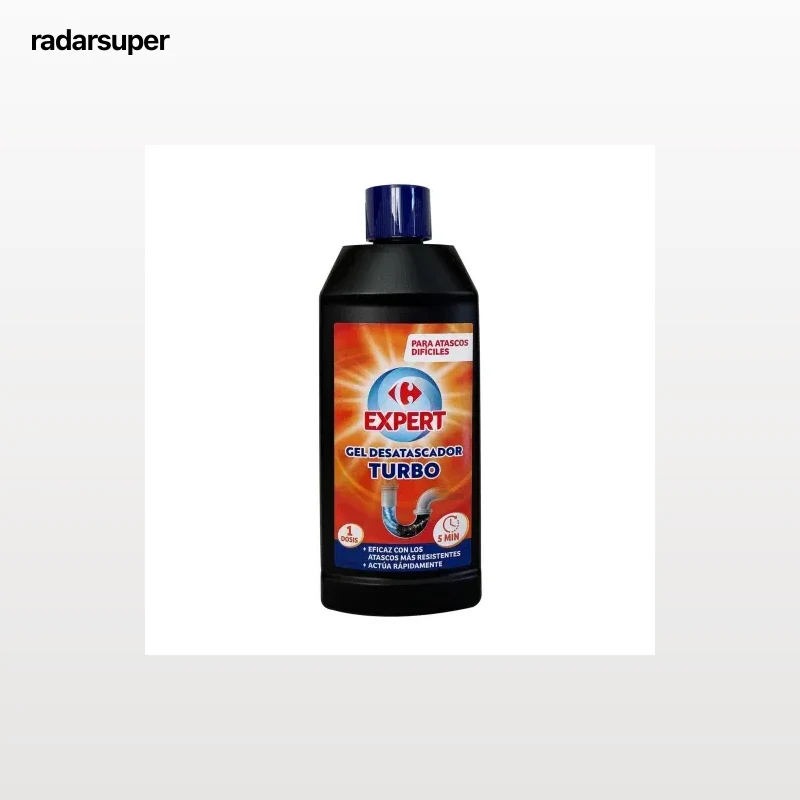 Gel desatascador turbo tuberias Carrefour Expert 500 ml.