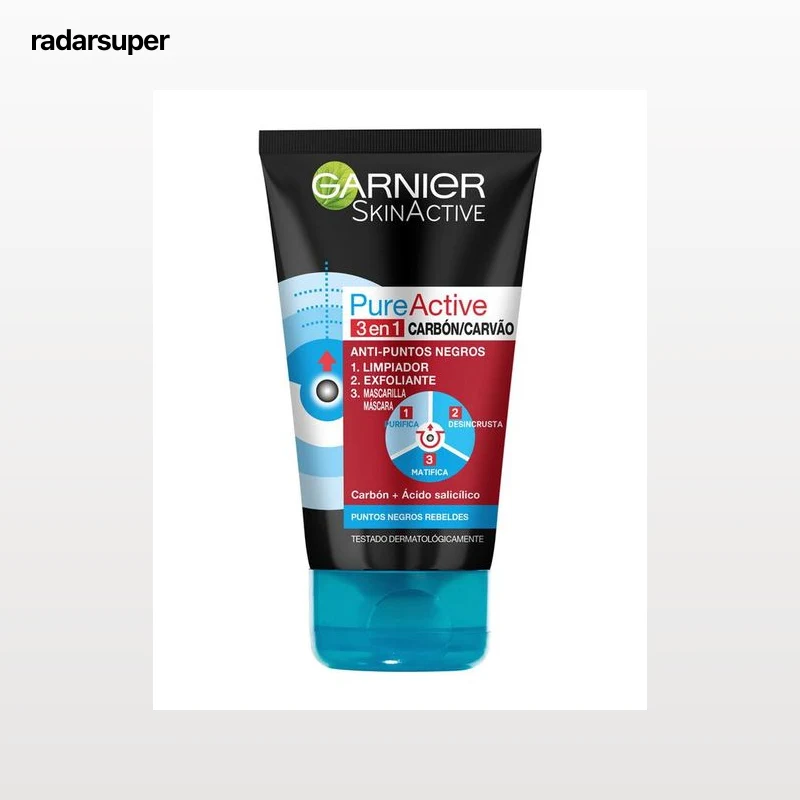 Gel exfoliante Garnier 150ml pure active 3 en 1 carbón