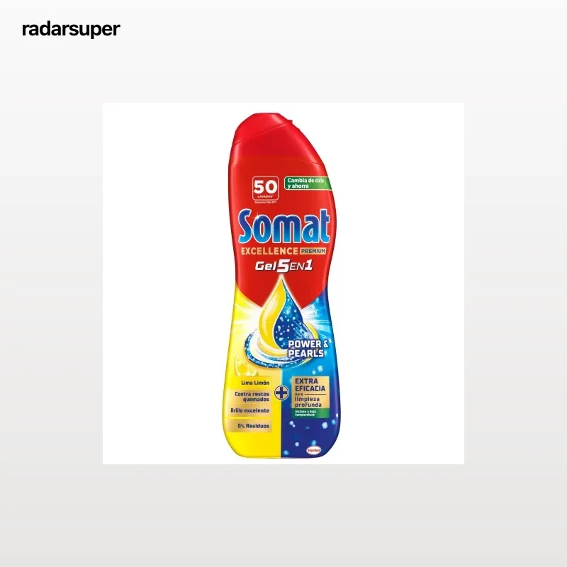Gel para lavavajillas Excellence Duo Gel lima limón Somat 50 lavados.