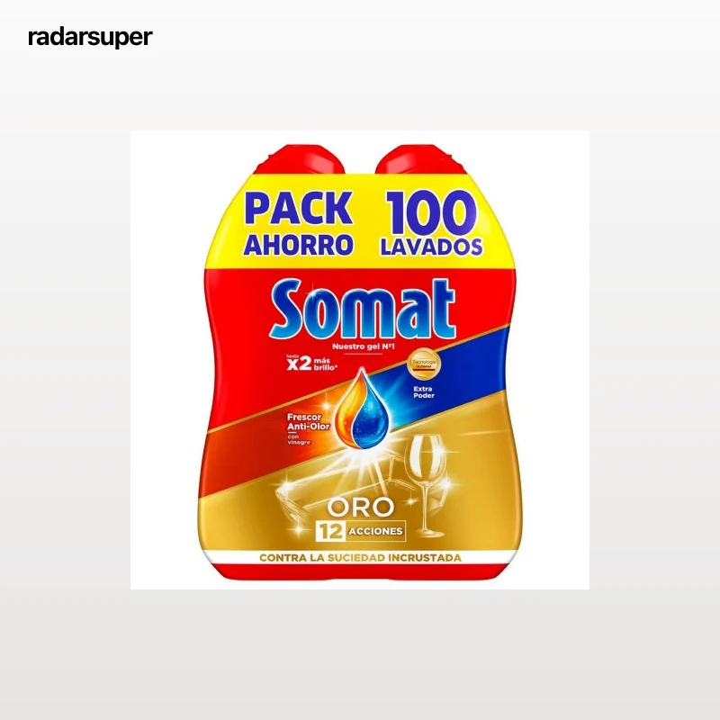 Gel para lavavajillas frescor antiolor Oro Somat pack de 2 unidades de 50 lavados.
