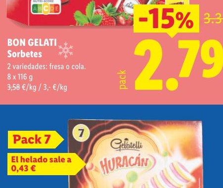 GELATELLI Huracán - Sabor a vainilla y pera