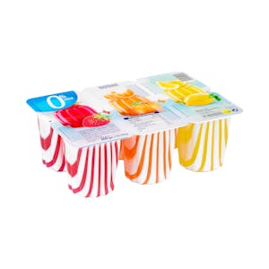 Gelatina 0% azúcar sabores fresa, mandarina y limón