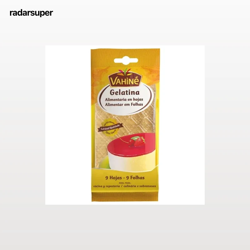 Gelatina alimentaria en hojas Vahiné 17 g.