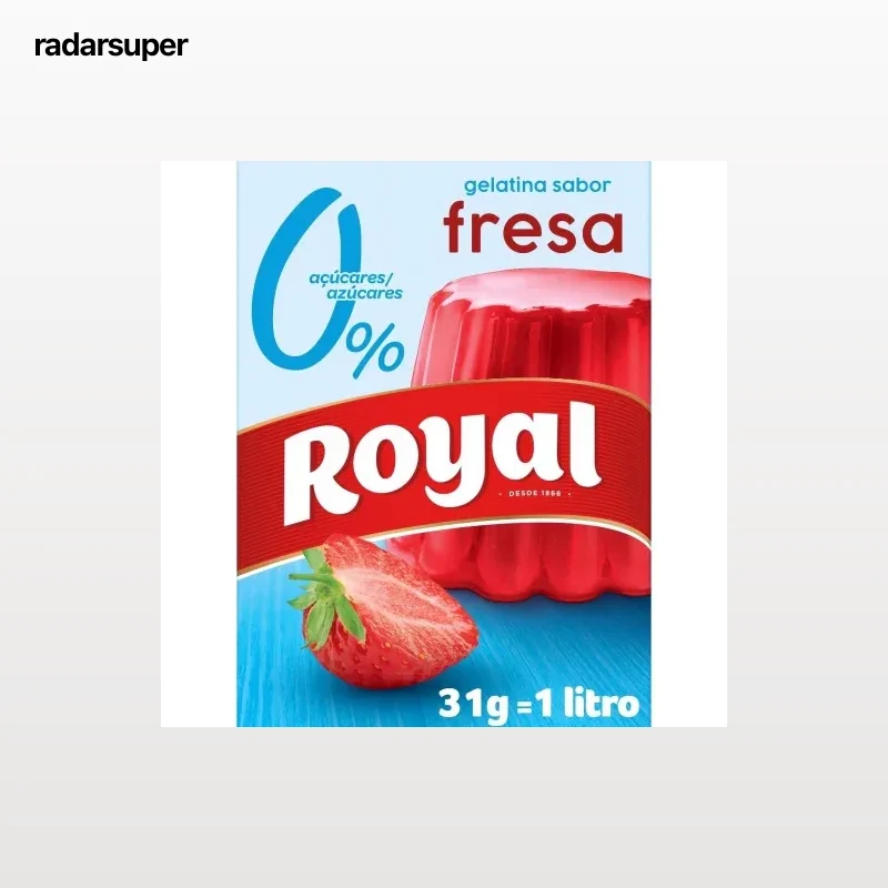 Gelatina sabor fresa Royal sin azúcar añadido 31 g.