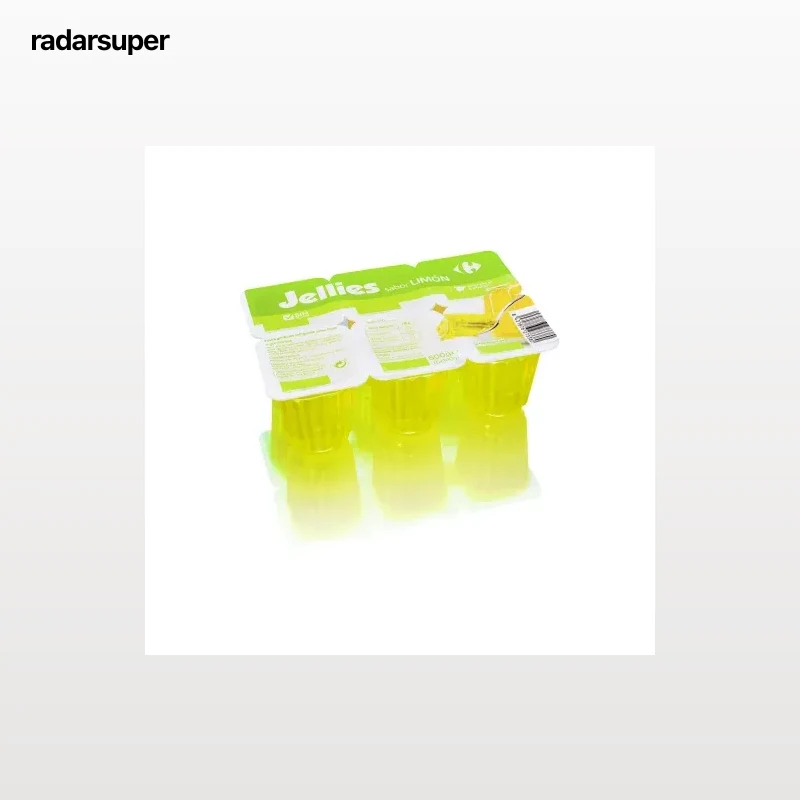 Gelatina sabor limón Jellies Carrefour sin gluten pack de 6 unidades de 100 g.