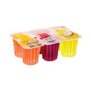 Gelatina sabores mango maracuyá, guayaba y piña coco