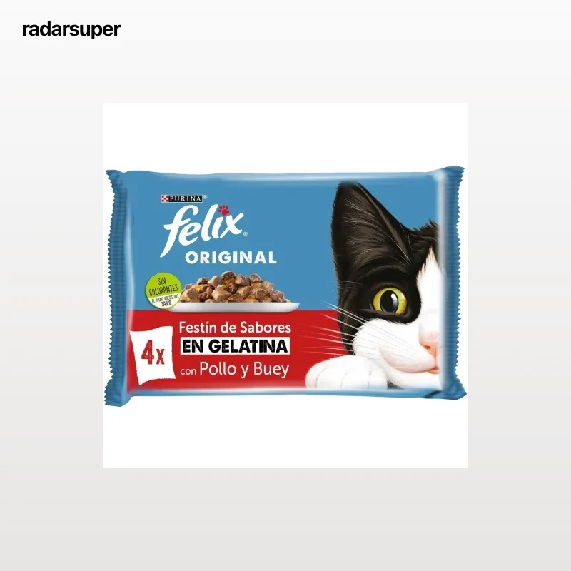 Gelatina selección de carnes para gatos Felix Original Purina 4x85 g.