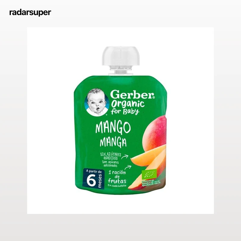 GERBER Bolsita de puré de mango ecológico, a partir de 6 meses GERBER Organic 90 g.