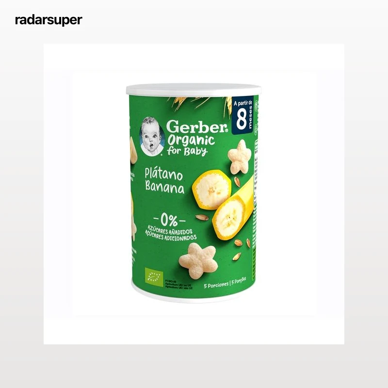 GERBER Organic grain & grow Snacks de trigo ecológico con plátano, a partir de 8 meses 35 g.