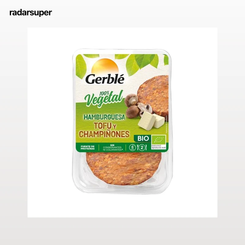GERBLÉ Hamburguesa de tuifù y champiñones ecológica GERBLÈ 160 g.