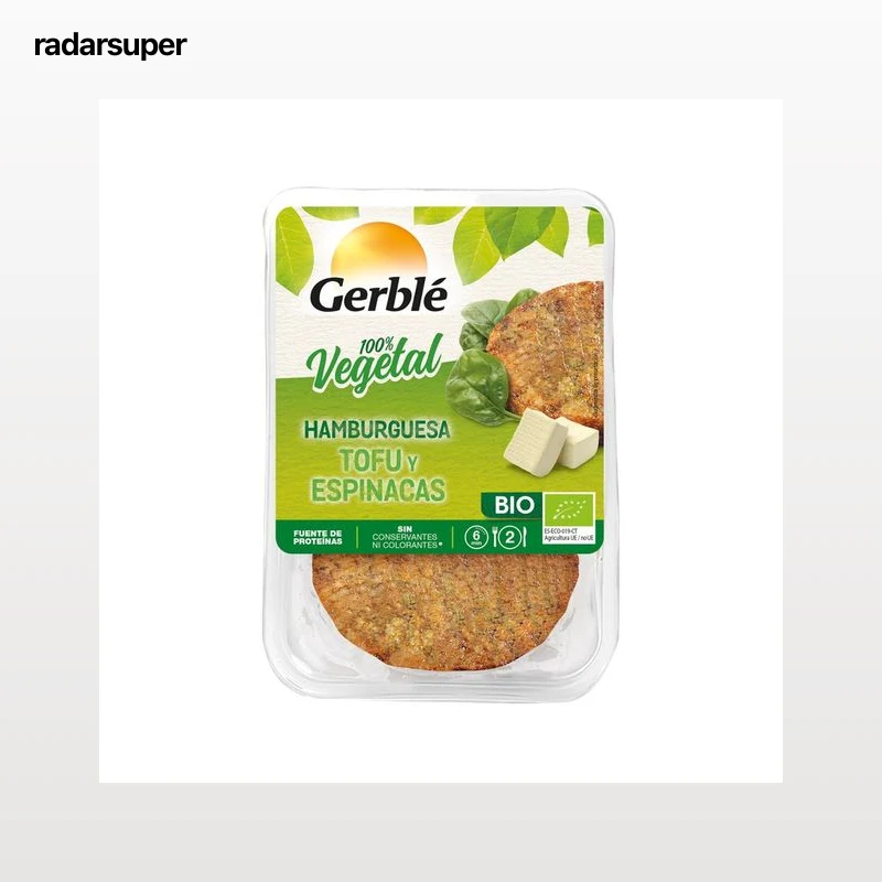 GERBLÉ Hamburguesas de tofú y espinacas ecológicas GERBLÈ 160 g.