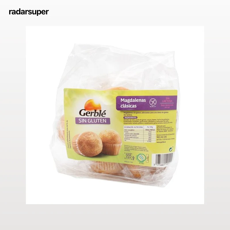 GERBLÉ Magdalenas clásicas sin gluten y sin lactosa GERBLÉ 225 g.