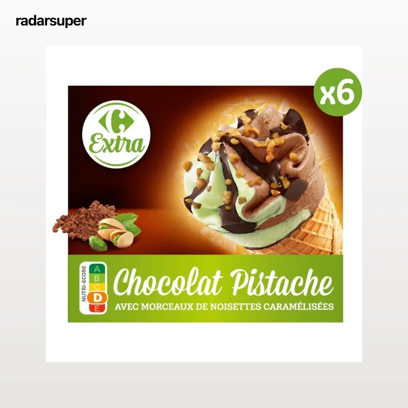 Glaces Cônes Pistache Chocolat CARREFOUR EXTRA CARREFOUR EXTRA