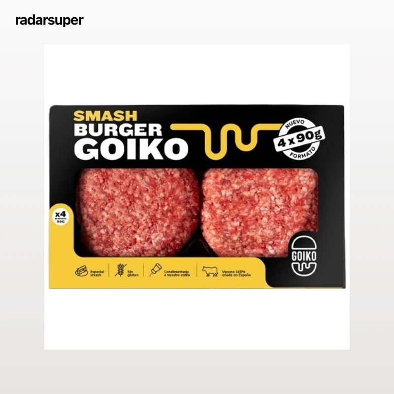 GOIKO Burger meat de vacuno, tipo smash 4 x 90 g.