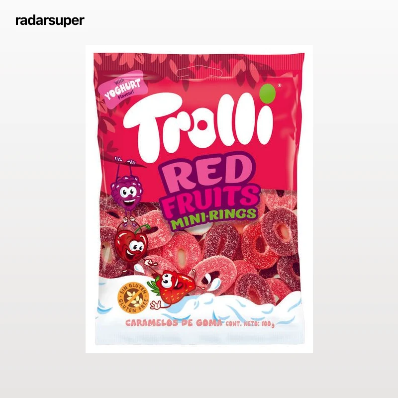 Golosina sin gluten con sabor a frutas rojas Trolli 100g