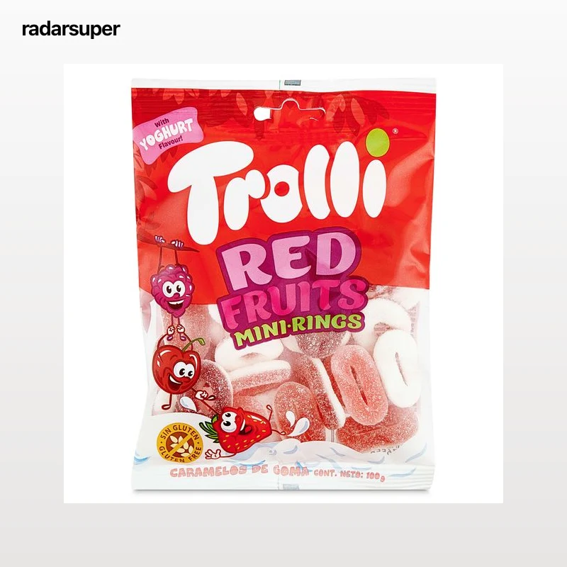 Golosinas mini aros de fresa y nata Trolli 100 g