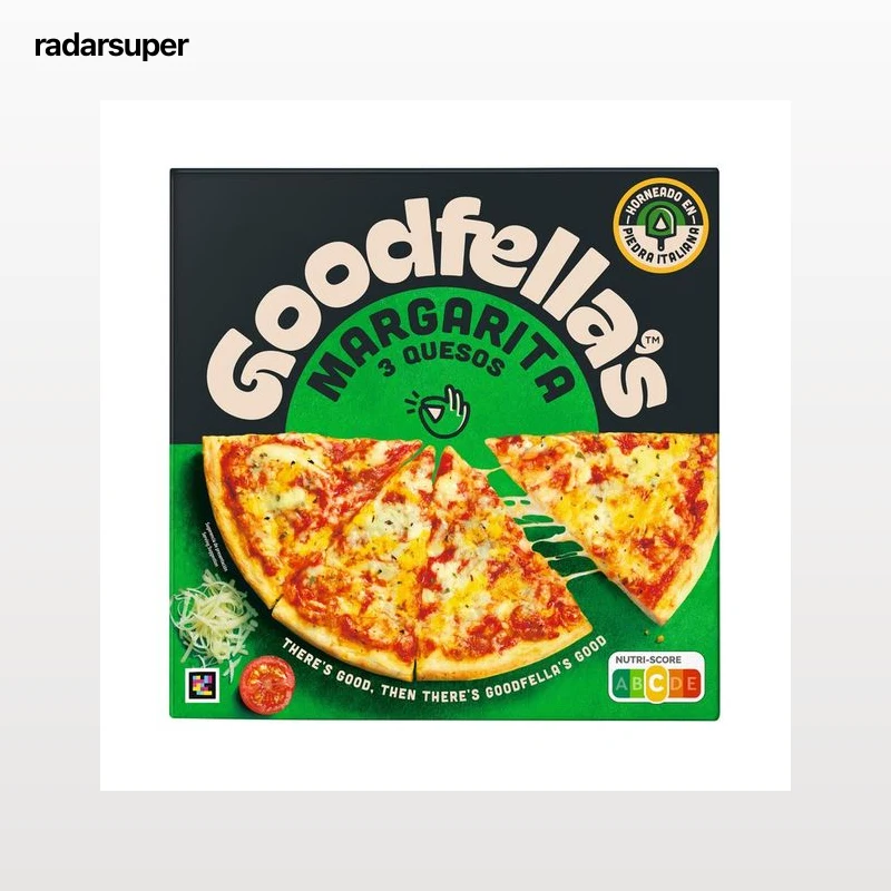 GOODFELLA´S Pizza congelada margarita y 3 quesos, con base fina y crujiente cocida en piedra 334 g.