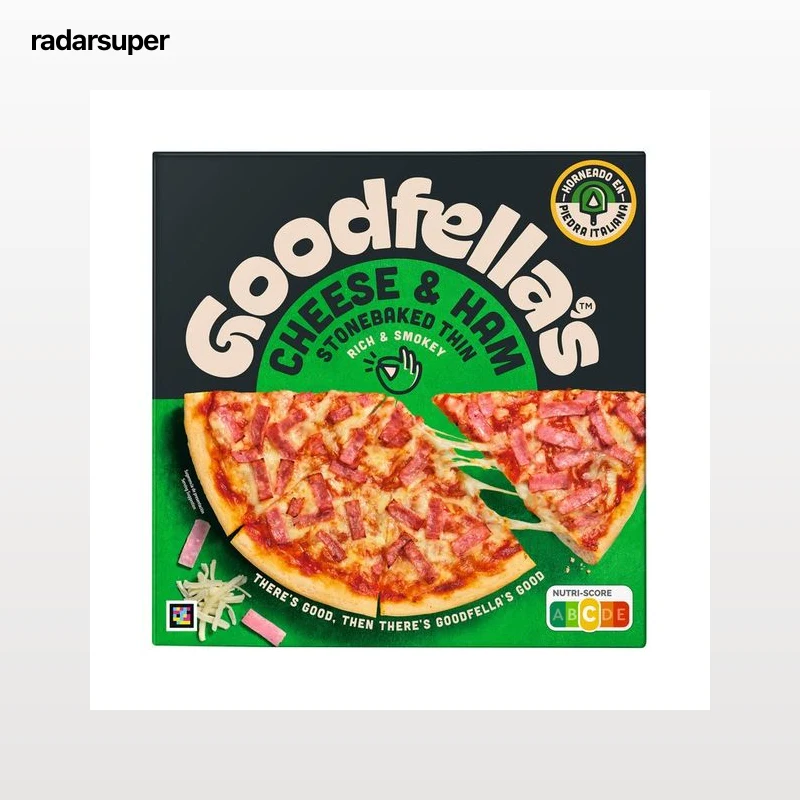 GOODFELLA´S Pizza de jamón y queso, horneada en piedra para una base fina y crujiente 351 g.