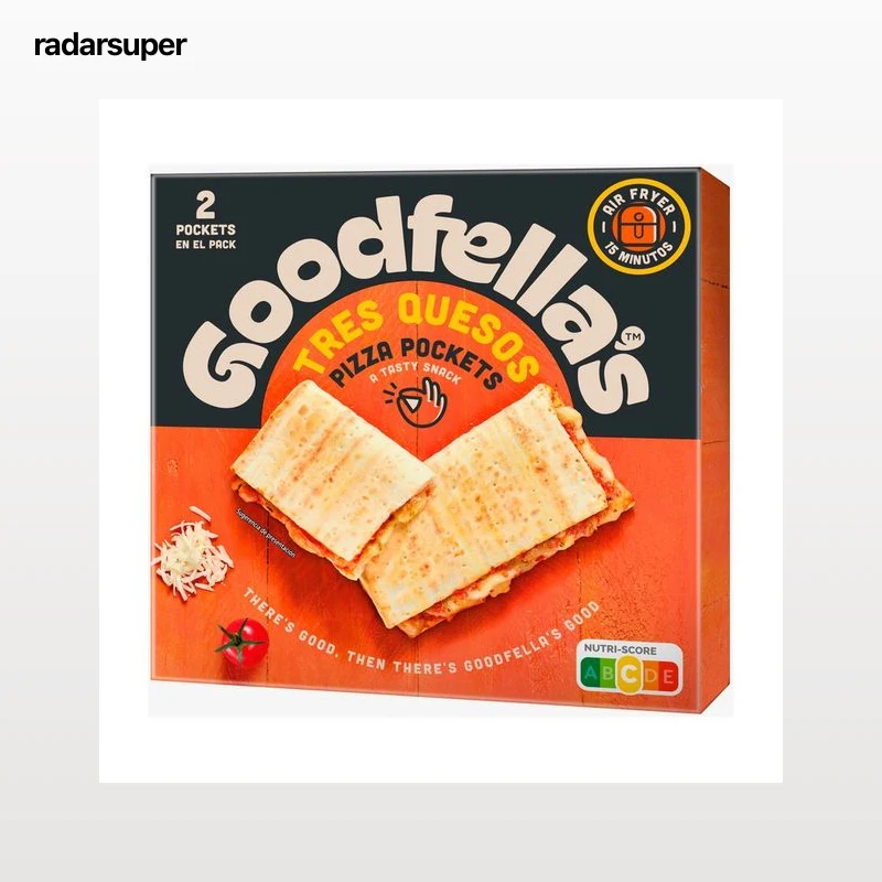GOODFELLA´S Pizza pockets Masa de pizza rellena con salsa de tomate y quesos Mozzarella, Edam y Emmental 250 g.