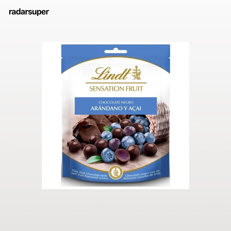 Grageas de chocolate negro rellenas de arándanos y açai sensation fruit Lindt 150 g.