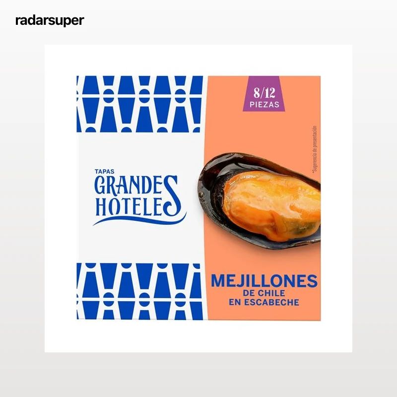 GRANDES HOTELES Mejillones de Chile (8/12) en escabeche lata 69 g.