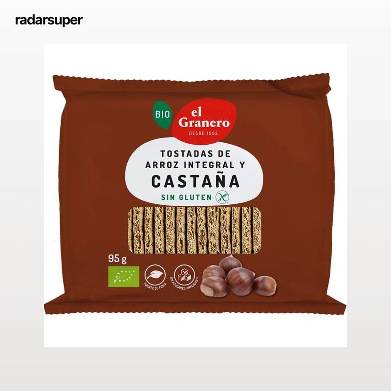 EL GRANERO Bio Tostadas de arroz integral y castaña, elaboradas sin gluten 95 g.