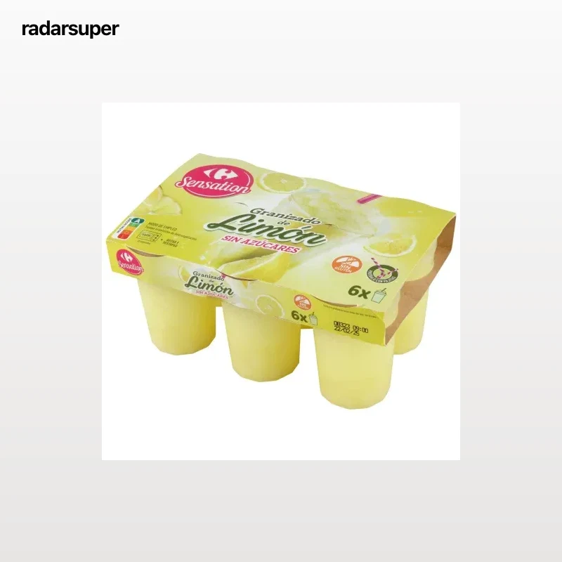 Granizado de limón sin azúcar Carrefour Sensation sin gluten pack de 6 unidades de 200 ml.