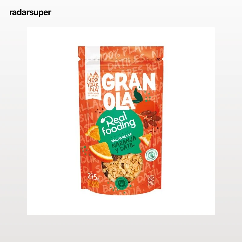GRANOLA Cereales con ralladura de naranja, dátiles y almendras 275 g.