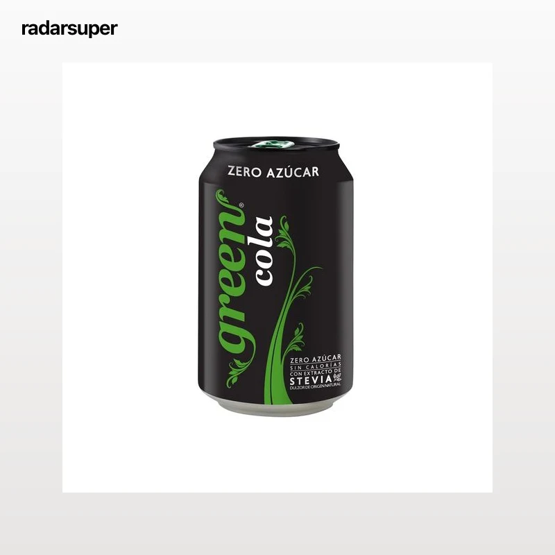 GREEN COLA Refreso de cola con extracto de stevia y cafeína natural, Zero azúcar lata 33 cl..