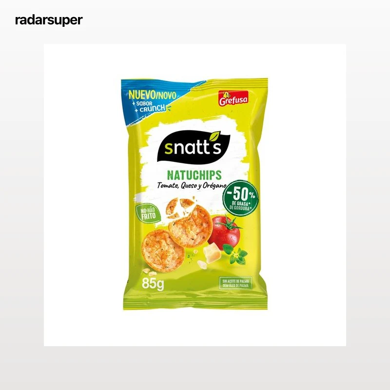 GREFUSA Snatt´s natuchips  Snack patata horneado con sabor tomate con queso y orégano en bolsa 85 g.
