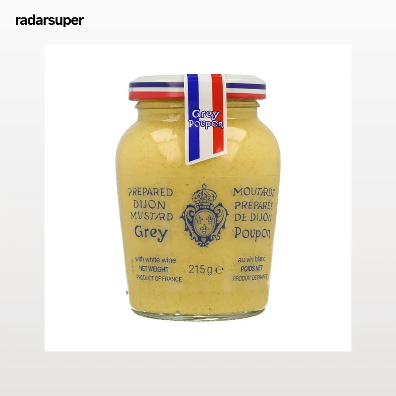 GREY POUPON Mostaza de Dijon al vino blanc frasco de 215 gramos.