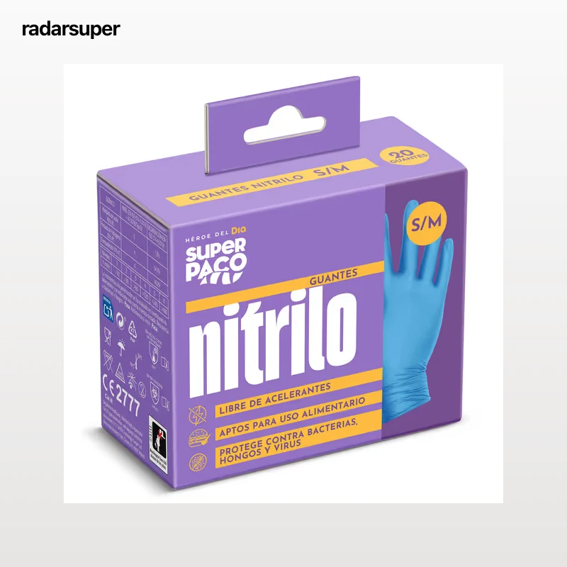 Guantes nitrilo desechables talla S/M Dia Super Paco 20 unidades