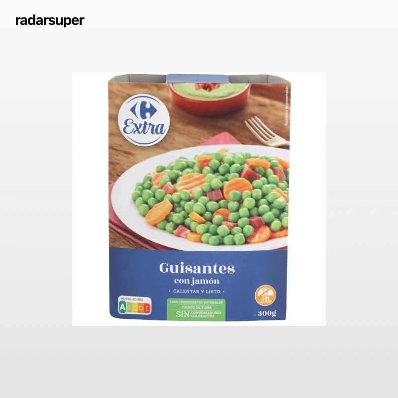 Guisantes con jamón y zanahoria Carrefour Extra 300 g.