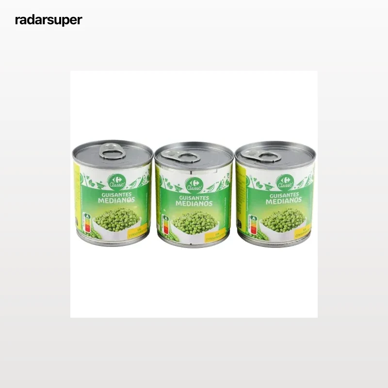 Guisantes medianos Classic Carrefour pack de 3 latas de 120 g.