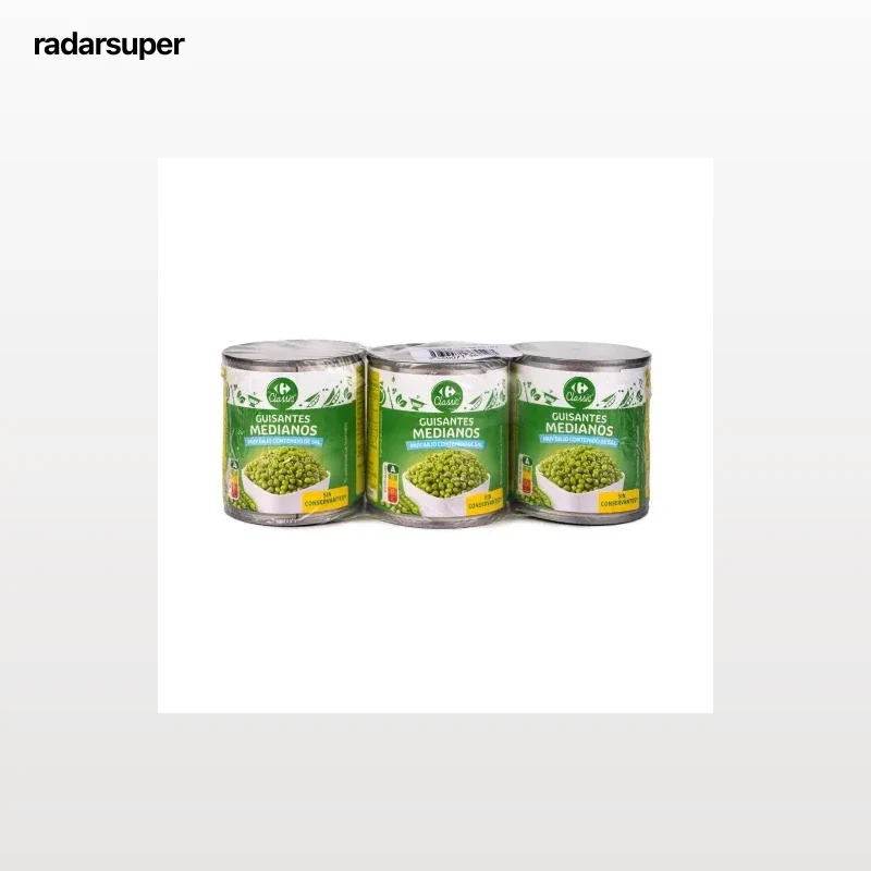 Guisantes medianos Classic Carrefour pack de 3 unidades de 120 g.