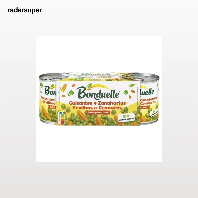 Guisantes y zanahorias baby Bonduelle pack de 3 unidades de 130 g.
