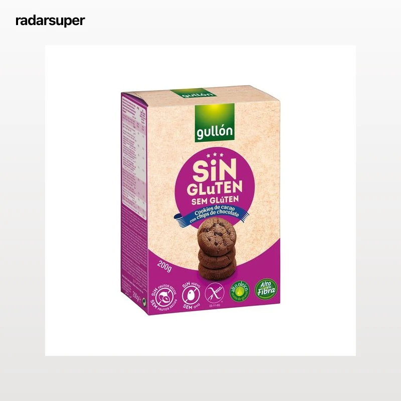 GULLÓN Galleta sin gluten con chips de chocolate, elaborado especialmente para celiacos. 200 g.