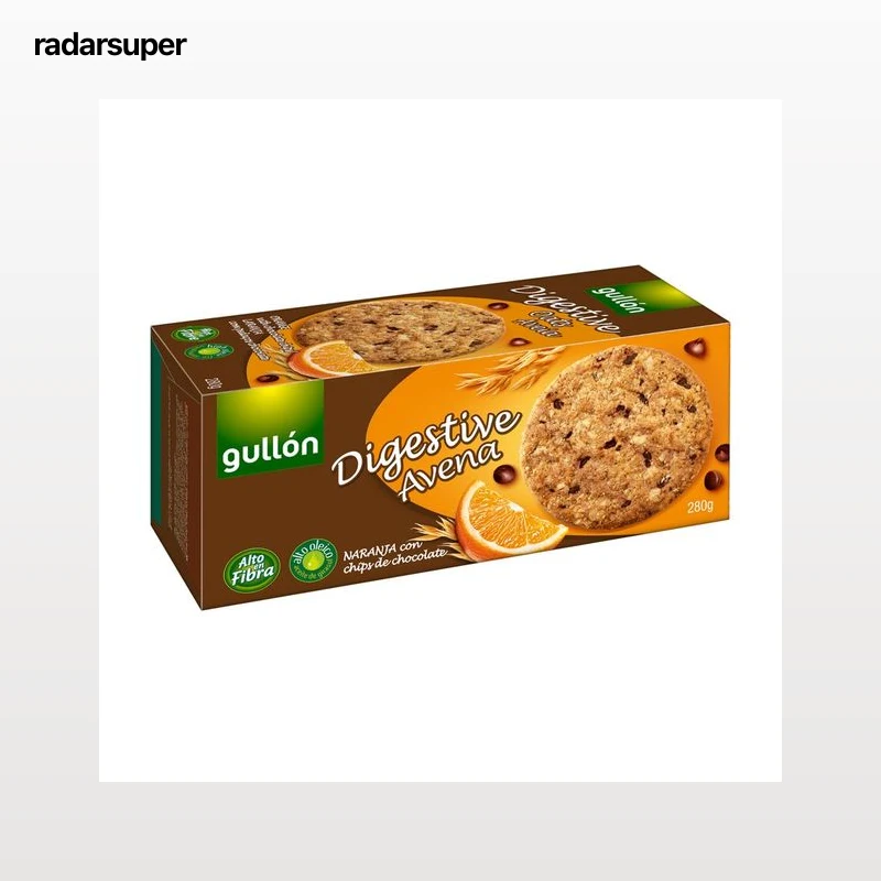 GULLÓN Galletas Digestive avena con naranja y chips de chocolate 280 g.