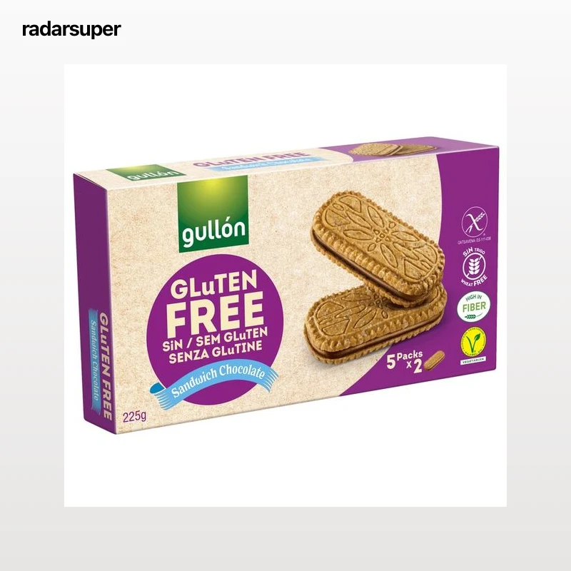 GULLÓN Galletas sin gluten chocolate tipo sandwich, 225 g.