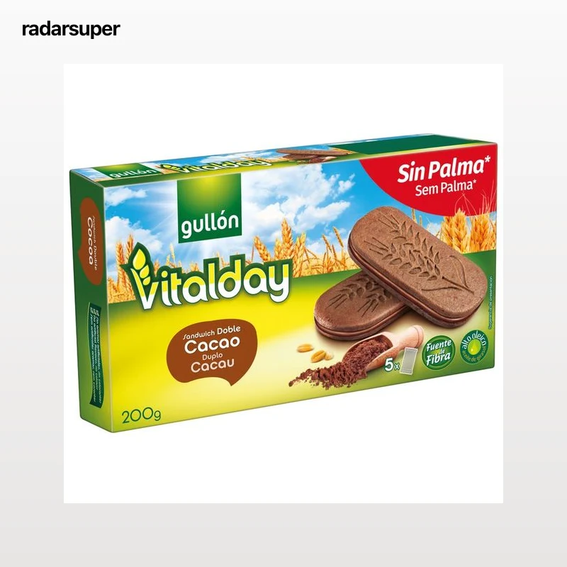 GULLÓN Vitalday Galletas con chocolate rellenas de crema de cacao 200 g.