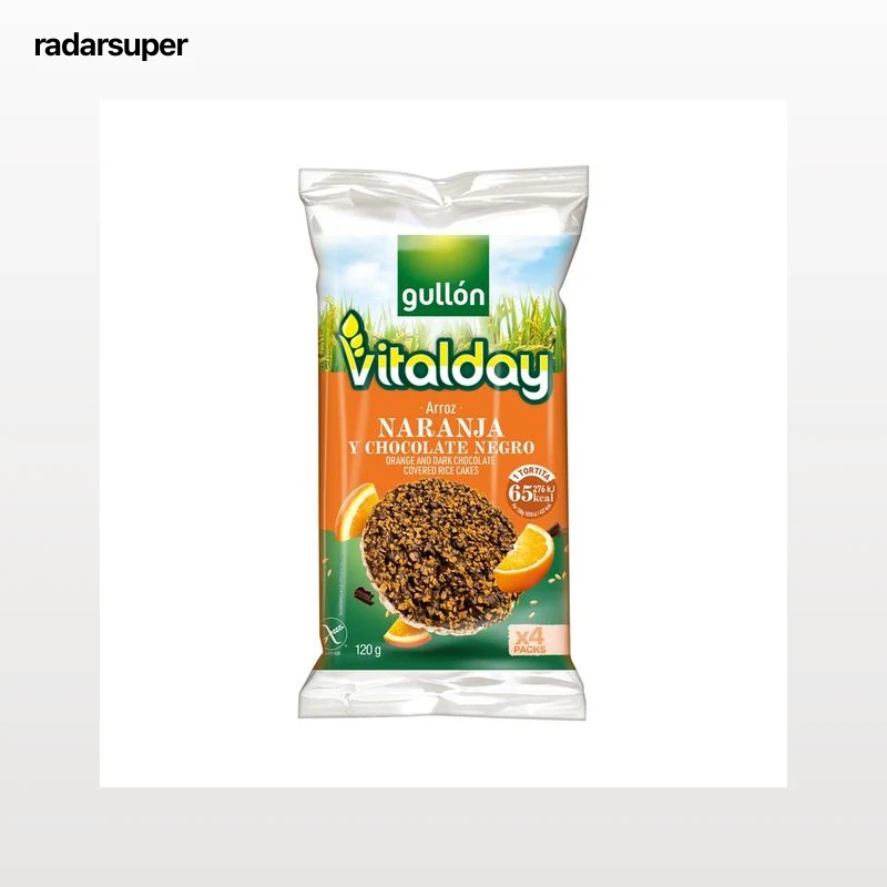 GULLON VITALDAY Tortitas de arroz chocolate negro con naranja 120 g.