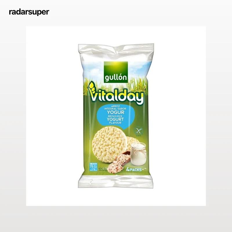 GULLÓN VITALDAY Tortitas de arroz integral, sabor yogur 125,2 g.