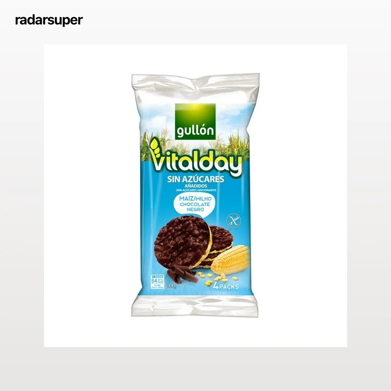 GULLÓN VITALDAY Tortitas de maíz con chocolate, sin azúcares añadidos 100 g.